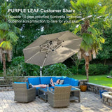 PURPLE LEAF Double Top 11 ft Round Outdoor Patio Umbrella with High Quality Sunbrella Fabric