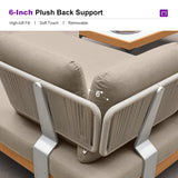 PURPLE LEAF Sicilia Classical Modular Outdoor Sectional with Sunbrella Taupe Cushions Flexible Layout for Hotel-Inspired Outdoor Lounge