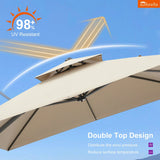 PURPLE LEAF SUNBRELLA Cantilever Umbrella Grey Aluminum Patio Umbrella