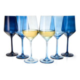 Blue Winter Wine Glasses | Set of 6 | Navy Blue Colors