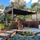 PURPLE LEAF Outdoor Pergola with Retractable Canopy Aluminum Shelter for Porch Garden Beach Shade Pavilion Pergola Modern Backyard Deck