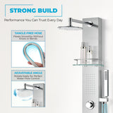 Coastal Series 44 in. 2-Jetted Full Body Shower Panel System in Brushed Steel with Heavy Rain Showerhead and Spray Wand