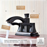 ANZZI Vista Centerset Faucet, Dual Lever Control, 1.2 GPM WaterSense & ADA Certified, Rhino Alloy Solid Brass, Various Finishes