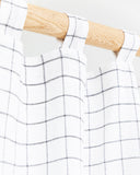 Tab top linen curtain panel (1 pcs) in Charcoal grid
