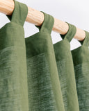 Tab top linen curtain panel (1 pcs) in Forest green