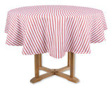 Red Ticking Tablecloth - Red Striped Round Tablecloth
