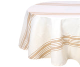 Beige Striped Round Tablecloth