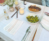 Red Linen Striped Napkins