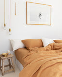 Tan linen duvet cover set (3 pcs)