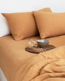 Tan linen fitted sheet