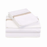400TC Double Embroidery Cotton Sateen Solid Bedding Bundle