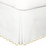 Allena 400TC Sateen Microcheck Cotton Scallop Embroidery Tailored Bed Skirt