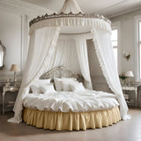 400TC Sateen Solid Cotton Gathered Round Bed Skirt