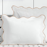 400TC Cotton Scallop Embroidery Sateen Solid Pillow Sham