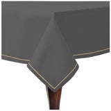 Single Embroidery Border Sateen Cotton Solid Table Cloth - Dark Grey