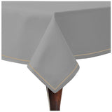 Single Embroidery Border Sateen Cotton Solid Table Cloth - Light Grey