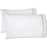 400TC Wavy Embroidery & Border Cotton Sateen Solid Pillowcases (Set Of 2)