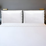 400TC Zig & Zag U Shape Scallop Embroidery Cotton Solid Sheet Set