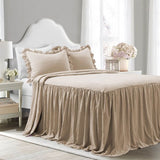 400TC Cotton Sateen Solid Ruffle Bedspread Set