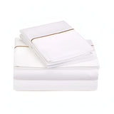 400TC Single Embroidery Sateen Solid Cotton Sheet Set
