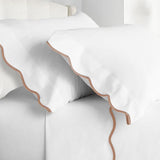 400TC Cotton Scallop Embroidery Sateen Solid Top Sheet