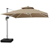 PURPLE LEAF SUNBRELLA Solar Cantilever Umbrella with Lights for Outdoor Patio