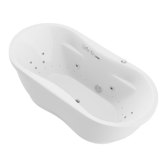 Janna 6 ft. Acrylic Whirlpool and Air 53 Gallon Capacity Freestanding Bathtub with Center Drain in White