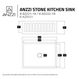 ANZZI Roine Reversible Farmhouse Sink (24" L x 9.06" H), Single Basin, Solid Surface ANZZI Stone, Non-Porous, Easy Clean, Lifetime Warranty