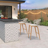 PURPLE LEAF Outdoor Bar Stools Set of 2, All-Weather Rope Wicker Aluminum Patio Bar Chairs for Deck, Balcony, Garden, Kitchen Island