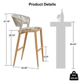 PURPLE LEAF Outdoor Bar Stools Set of 2, All-Weather Rope Wicker Aluminum Patio Bar Chairs for Deck, Balcony, Garden, Kitchen Island
