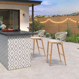 PURPLE LEAF Outdoor Bar Stools Set of 2, All-Weather Rope Wicker Aluminum Patio Bar Chairs for Deck, Balcony, Garden, Kitchen Island