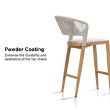PURPLE LEAF Outdoor Bar Stools Set of 2, All-Weather Rope Wicker Aluminum Patio Bar Chairs for Deck, Balcony, Garden, Kitchen Island