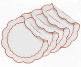 White Round Placemats - Terracotta Scalloped