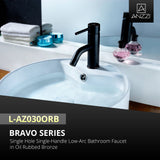 ANZZI Bravo Elegant Low-Arc Faucet (1.87" H), Single Hole, Rhino Alloy Solid Brass, 1.2 GPM, Various Finishes