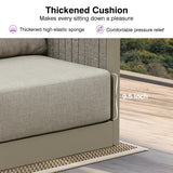 PURPLE LEAF Sanori Beige Symmetrical Outdoor Sectional Modular Design with Cushions and Ottoman for Porch
