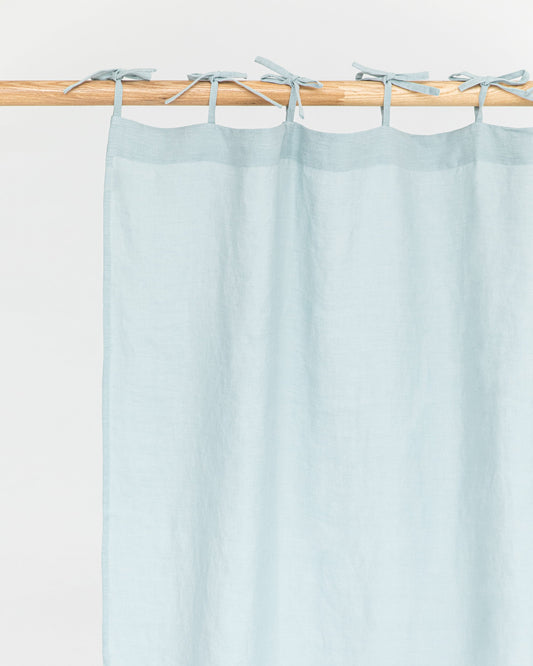 Tie top linen curtain panel (1 pcs) in Dusty blue