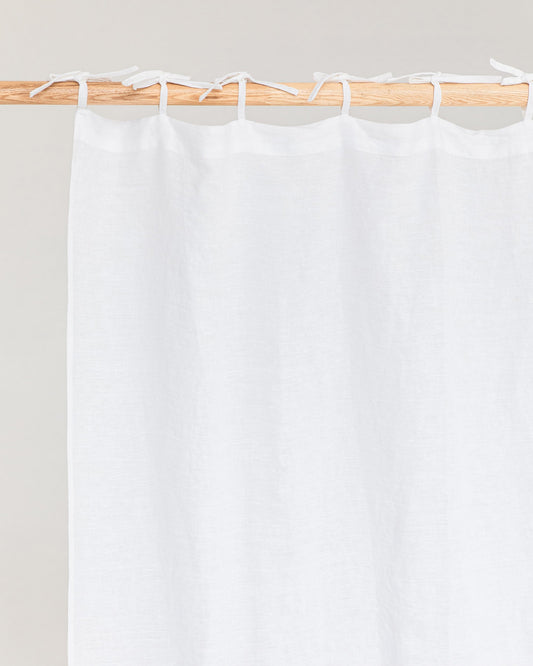 Tie top linen curtain panel (1 pcs) in White