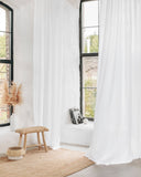 Tie top linen curtain panel (1 pcs) in White