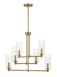 Timeless Six Lights Chandelier With Clear Ribbed Glass - Satin Brass