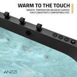 Stone Belle 67 x 32 Combination Flat Bottom Freestanding Bathtub with Center Drain in Black with Massage jets and Lights