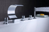 Ribbon 3-Handle Deck-Mount Roman Tub Faucet in Chrome