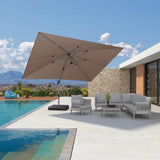 PURPLE LEAF Hailar Deluxe Aluminum Patio Umbrella with Base, Square and Rectangular Umbrella
