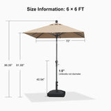 PURPLE LEAF Crank and Tilt Rectangular Outdoor Patio Market Umbrella with Base