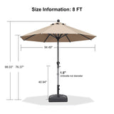 PURPLE LEAF Round Tilting Patio Umbrella with Base, Milan Porch Table Umbrella