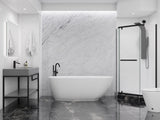 ANZZI Ami Series 30" W Freestanding Soaker Tub with Elegant Curve, Ergonomic Design, Center Drain, Slip-Resistant Texture, and Lifetime Warranty, Glossy White