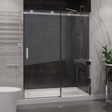 Rhodes Series 50 to 54 in. x 76 in. H Sliding Frameless Shower Door with Tsunami Guard Tempered Clear Glass