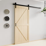 Mammoth Series 36 in. x 84 in. All Natural Finish MDF Interior Sliding Barn Door with Hardware Kit in Matte Black