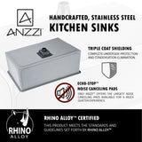 ANZZI 32 in. Undermount Kitchen Sink, Handcrafted Stainless Steel (16/18 Gauge), Single or Double Bowl, Various Series