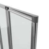Accordion Style 33 in. x 55 in. H Sliding Framed Shower Door with Tempered Clear Glass