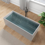 Palace Series 67 in. x 32 in. Flat Bottom Solid Surface Freestanding Soaking Bathtub with Reversible Drain in Slate Gray